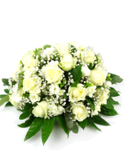 Duoplant - Biedermeier rouwstuk met witte rozen (100)