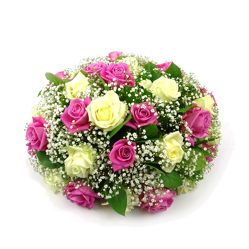 koppeling zuiverheid kreupel Biedermeier rouwstuk met roze en witte rozen | Duoplant